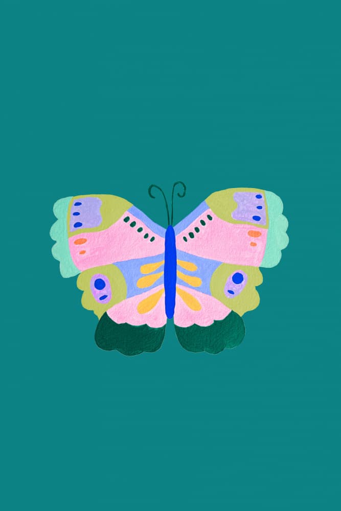 Colorful Whimsical Butterfly by Karen Menzenbach — canvas wall art