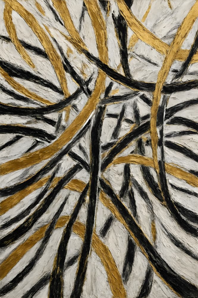 Intertwined Gold Black Lines by HUGO — canvas wall art