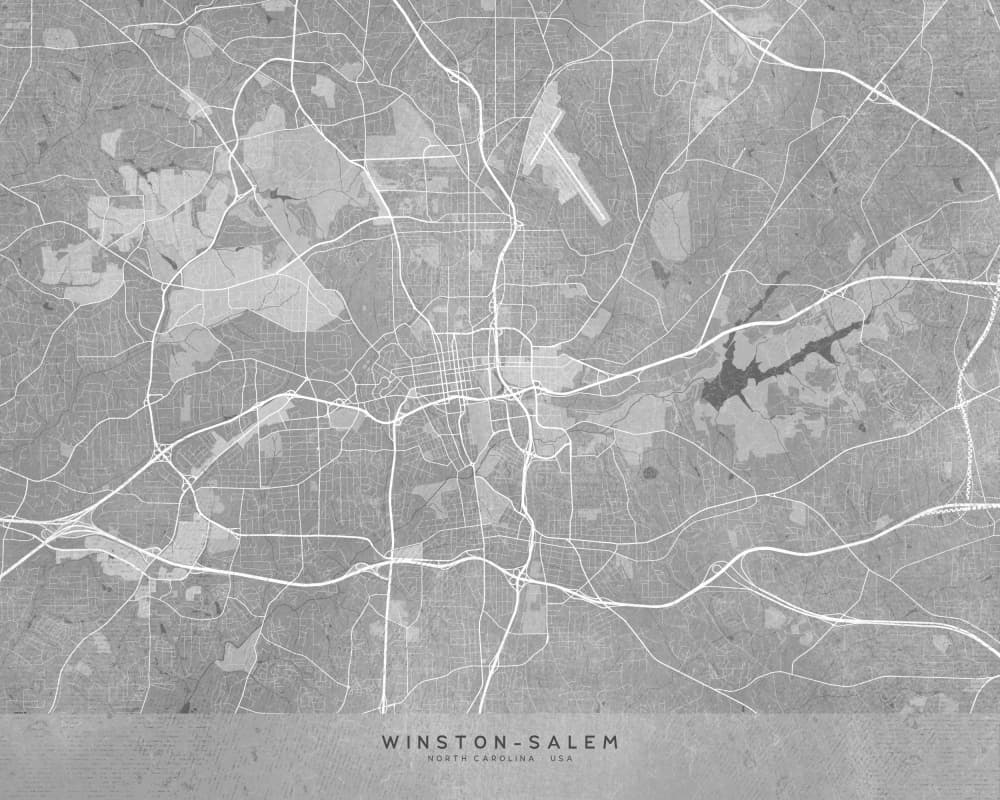 Winston-Salem City Map by Rosana Laiz Blursbyai — canvas wall art