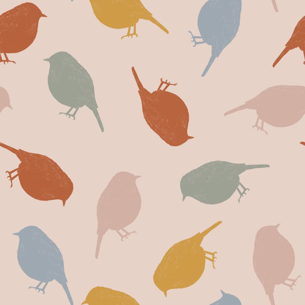 Earthy Birds Pattern by Menina Lisboa — canvas wall art