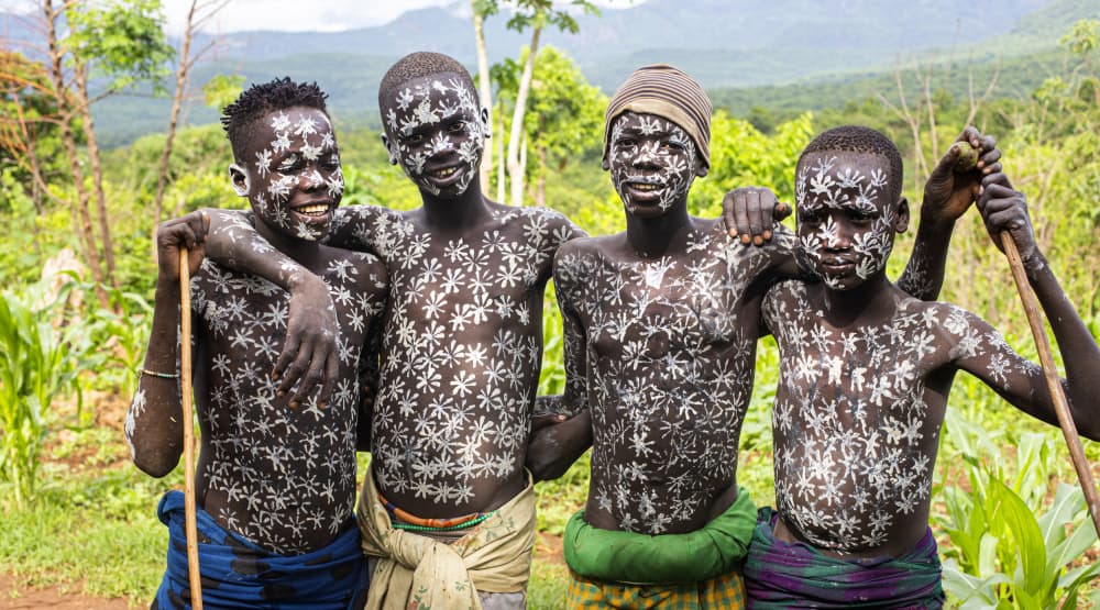 Smiling Tribal Boys by Iris Wiener — canvas wall art