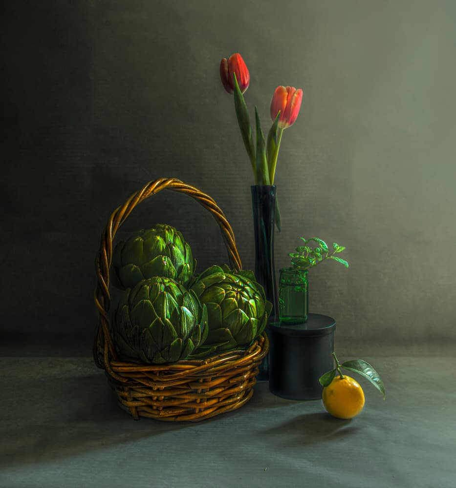 Artichokes Rustic Still by Judy Tseng — canvas wall art