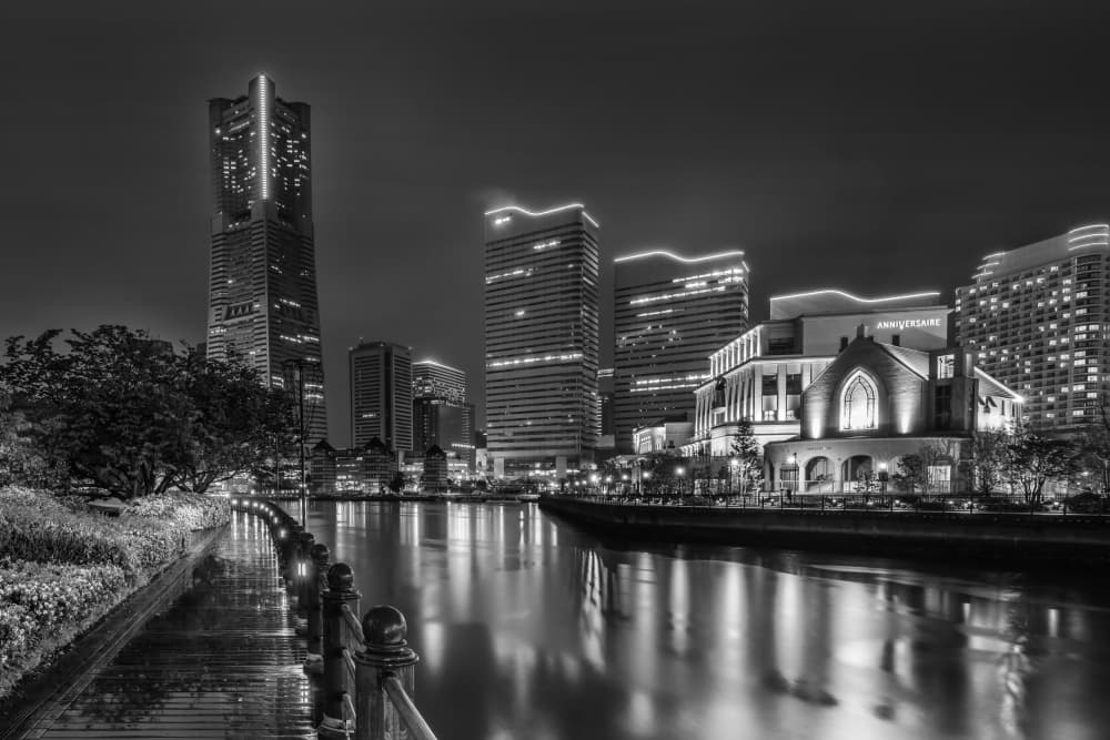 Night City Reflections by Melanie Viola — canvas wall art