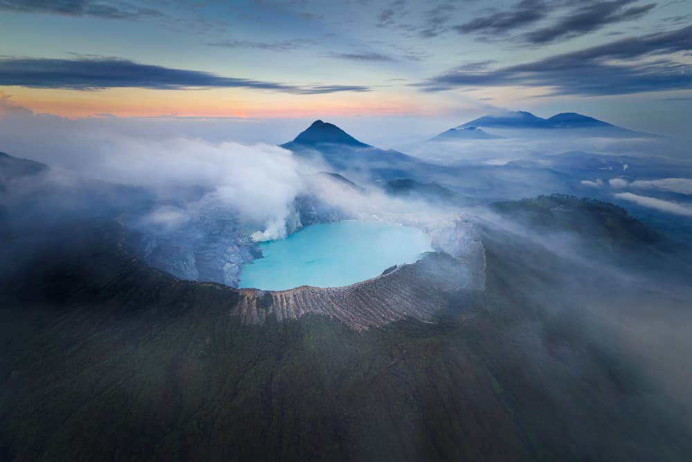 Turquoise Crater Lake by Ling Jiang — canvas wall art