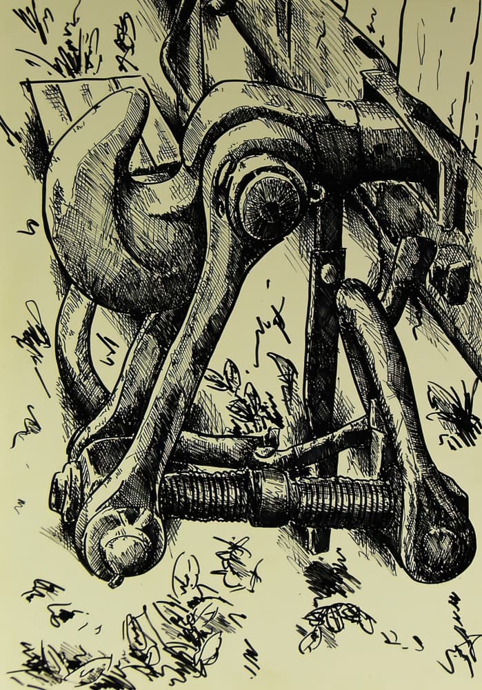 Industrial Hooks Sketch by Kulik — canvas wall art