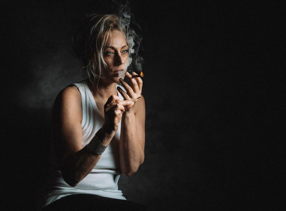 Intense Woman Smoking by gNo — canvas wall art