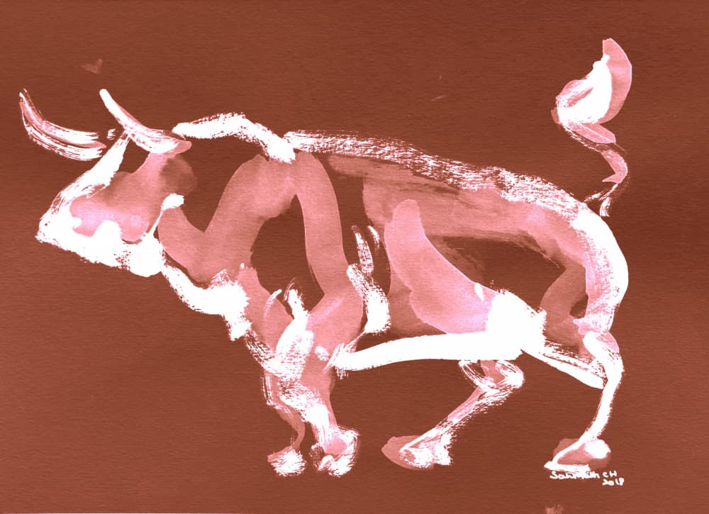 Abstract Pink Bull by Santhosh ch — canvas wall art