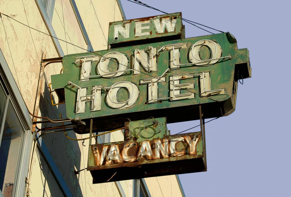 Vintage Neon Hotel Vacancy by Mike Pitzer — canvas wall art