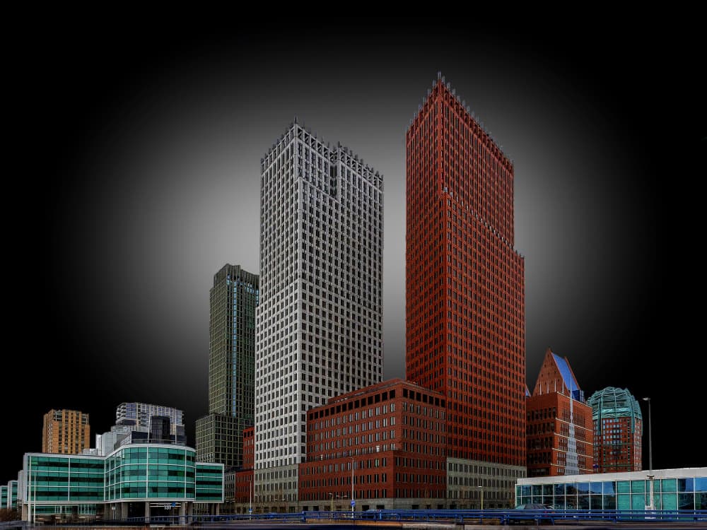 Modern Urban Skyline by Wilma Wijers Smeets — canvas wall art