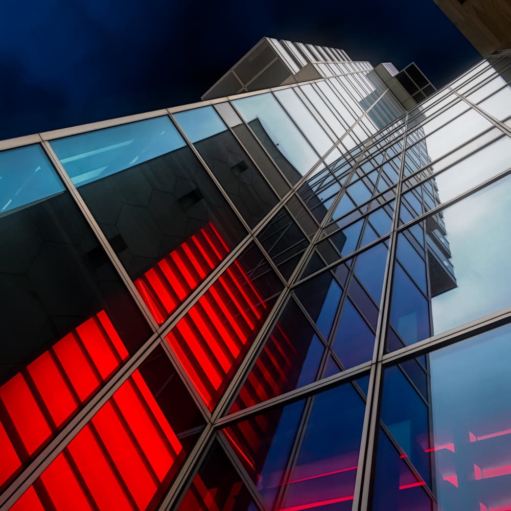 Architectural Red Reflections by Marc Huybrighs — canvas wall art