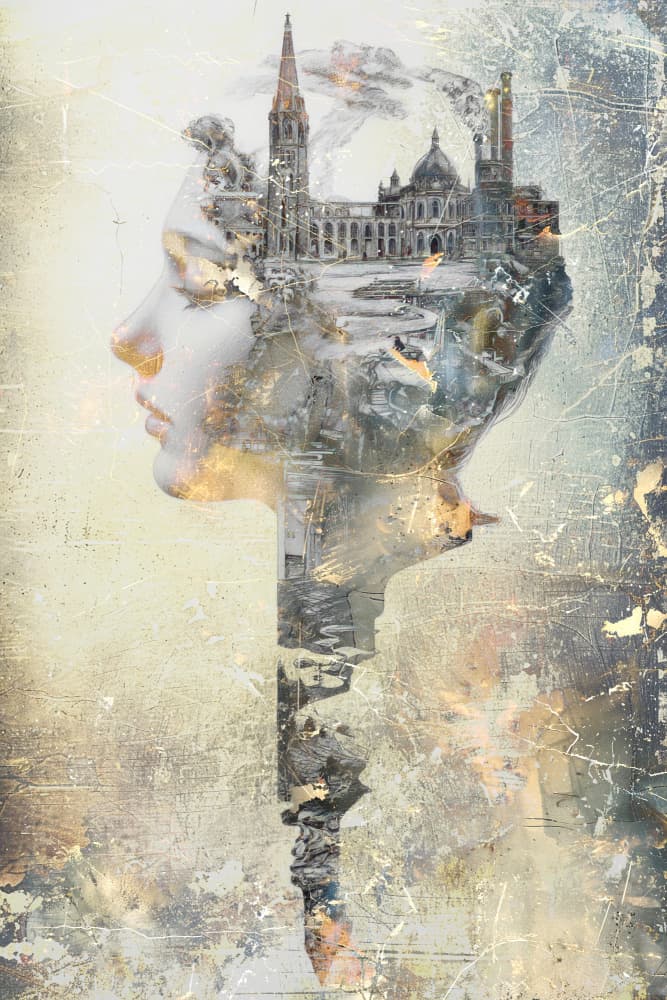 Surreal City Profile by Rafal Kulik — canvas wall art
