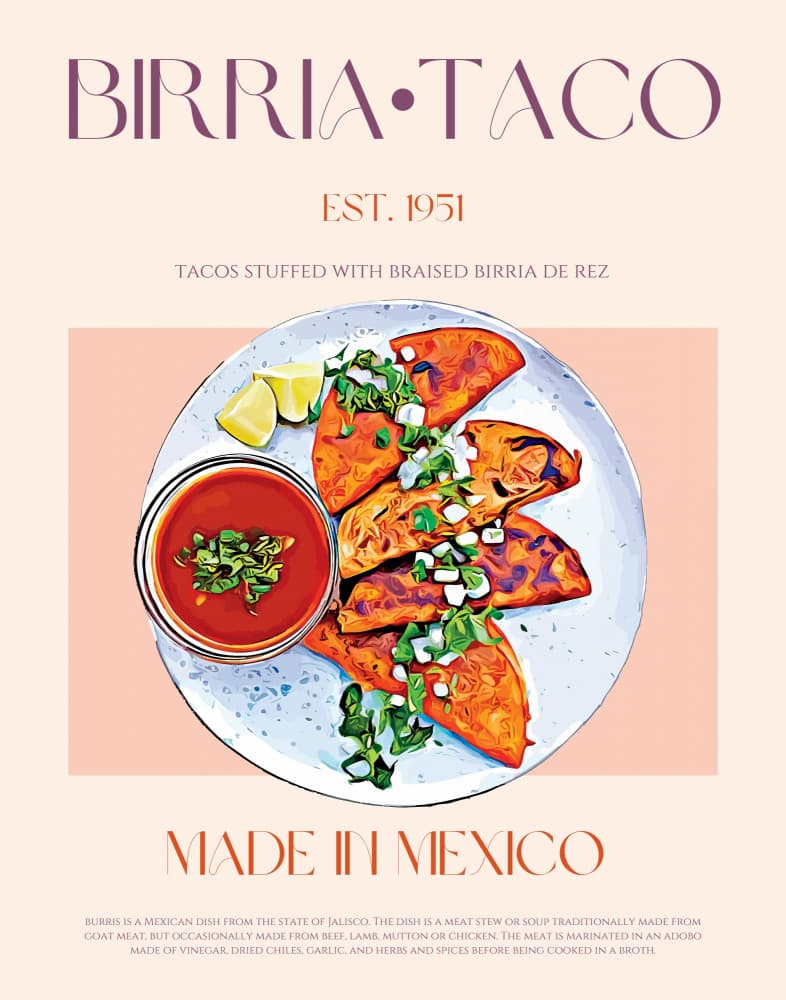 Mexican Birria Tacos by Nazma Khokhar — canvas wall art