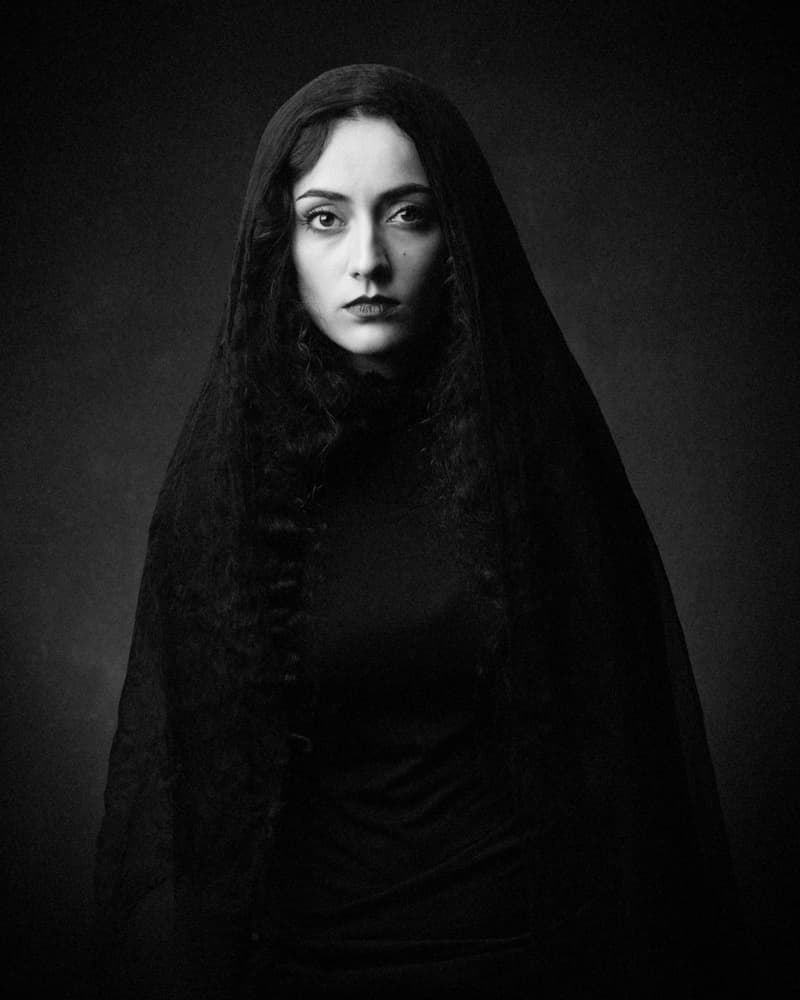 Veiled Woman Portrait by Mehdi Mokhtari — canvas wall art