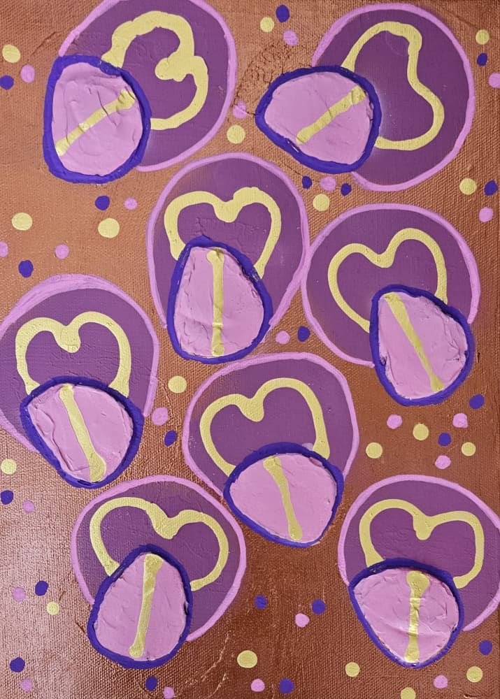 Textured Purple Shapes by Olea Huuska — canvas wall art