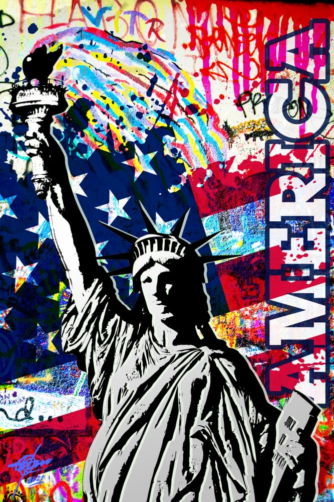 American Liberty Graffiti by Osvaldo Russo — canvas wall art