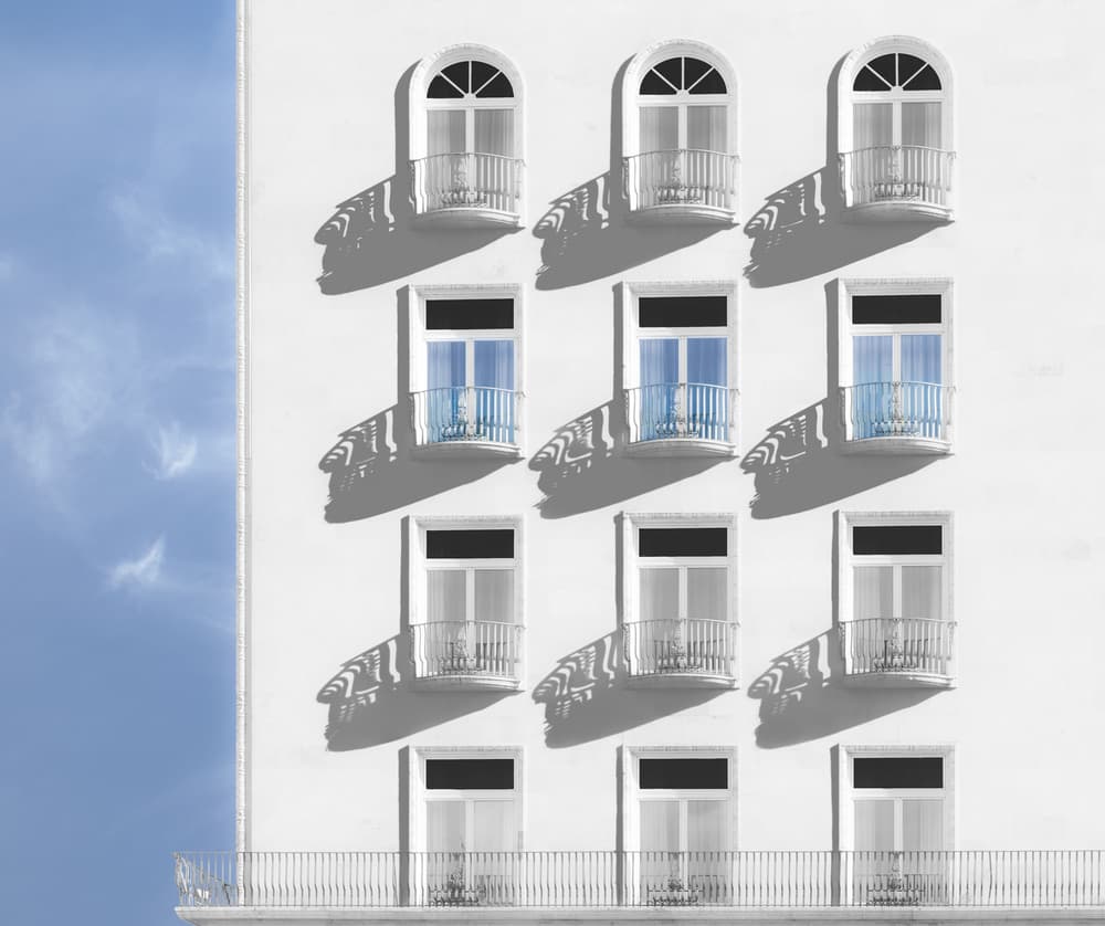 Minimalist Blue Windows by Marc Huybrighs — canvas wall art