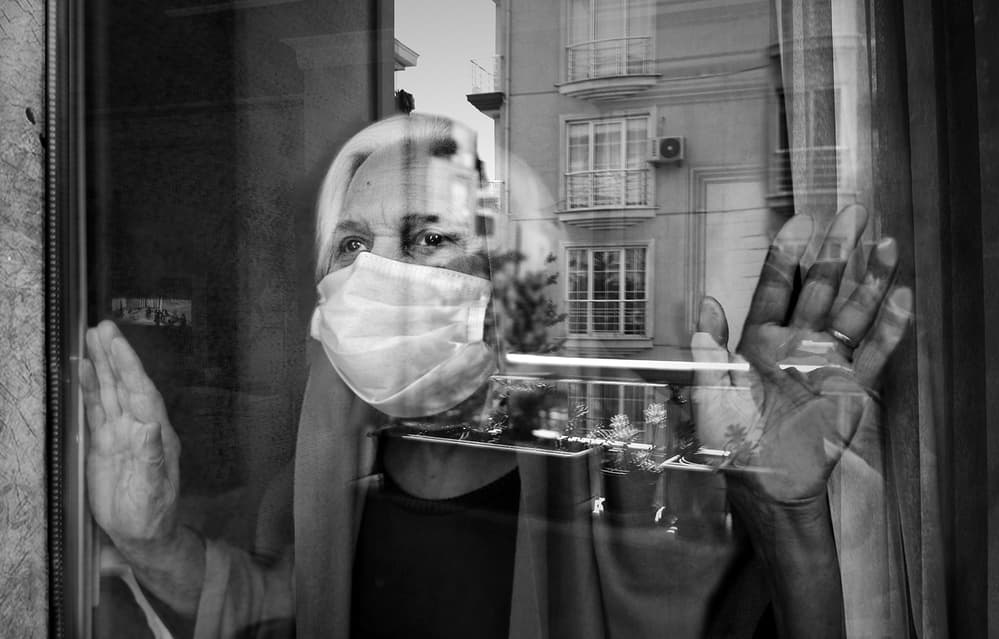 Masked Woman's Reflection by Emine Basa — canvas wall art