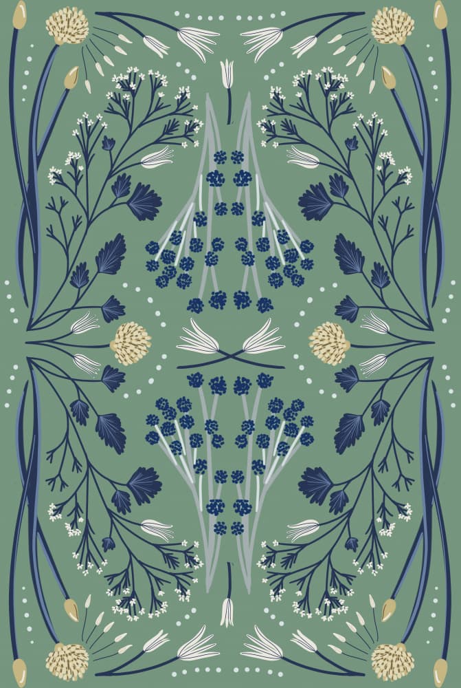 Folk Mirrored - Blue and Green by Anis Illustration — canvas wall art
