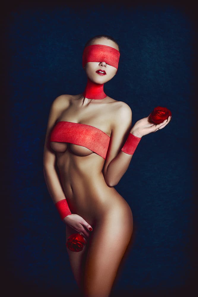 Red Blindfold Mystery by Ruslan Bolgov — canvas wall art