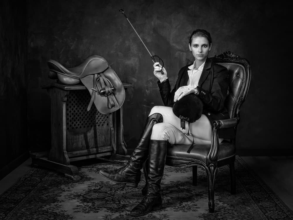Equestrian Woman Portrait by Luc Stalmans — canvas wall art