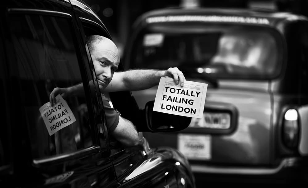 London Taxi Protest by Julien Oncete — canvas wall art