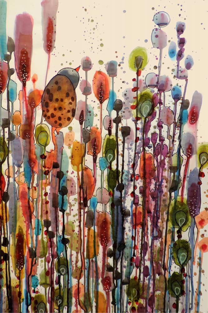 Whimsical Garden Bird by Sylvie Demers — canvas wall art
