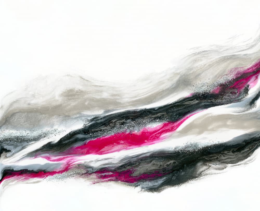 Dynamic Pink Silver Fluid by Alyson Storms — canvas wall art