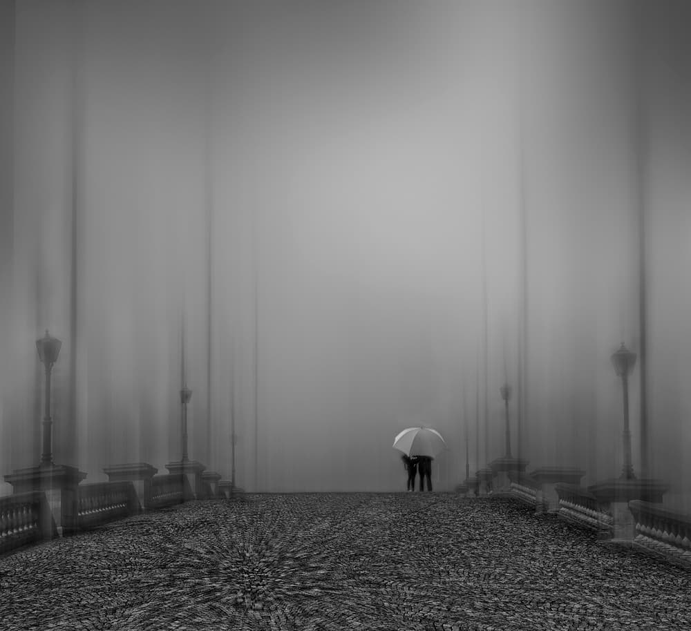 Misty Road Couple by Yvette Depaepe — canvas wall art