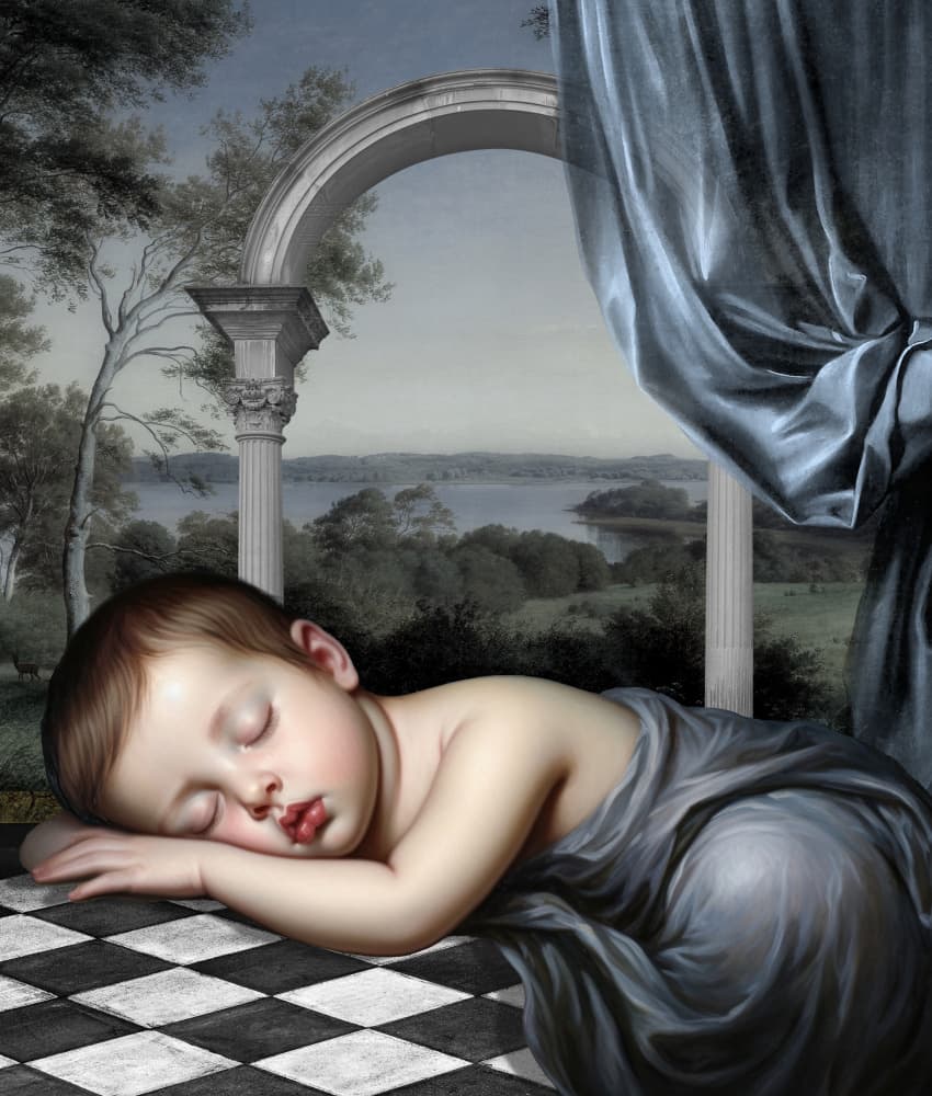 Sleeping Baby Serenity by Marja van den Hurk — canvas wall art