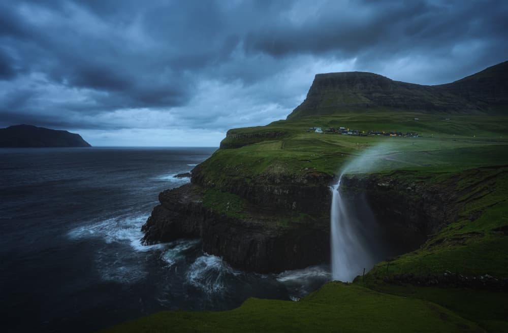 Wild Faroe Waterfall by Lydia Jacobs — canvas wall art