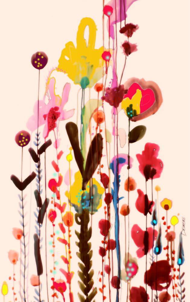 Whimsical Watercolor Flowers by Sylvie Demers — canvas wall art