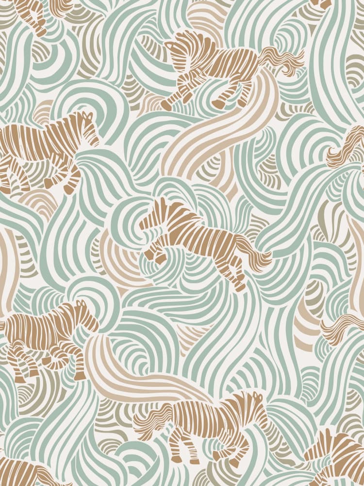 Flowing Striped Zebras by Annick — canvas wall art
