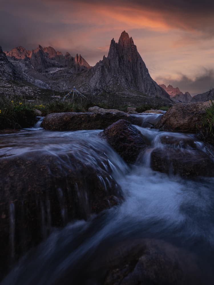 Alpine Sunset Stream by Cai ning — canvas wall art