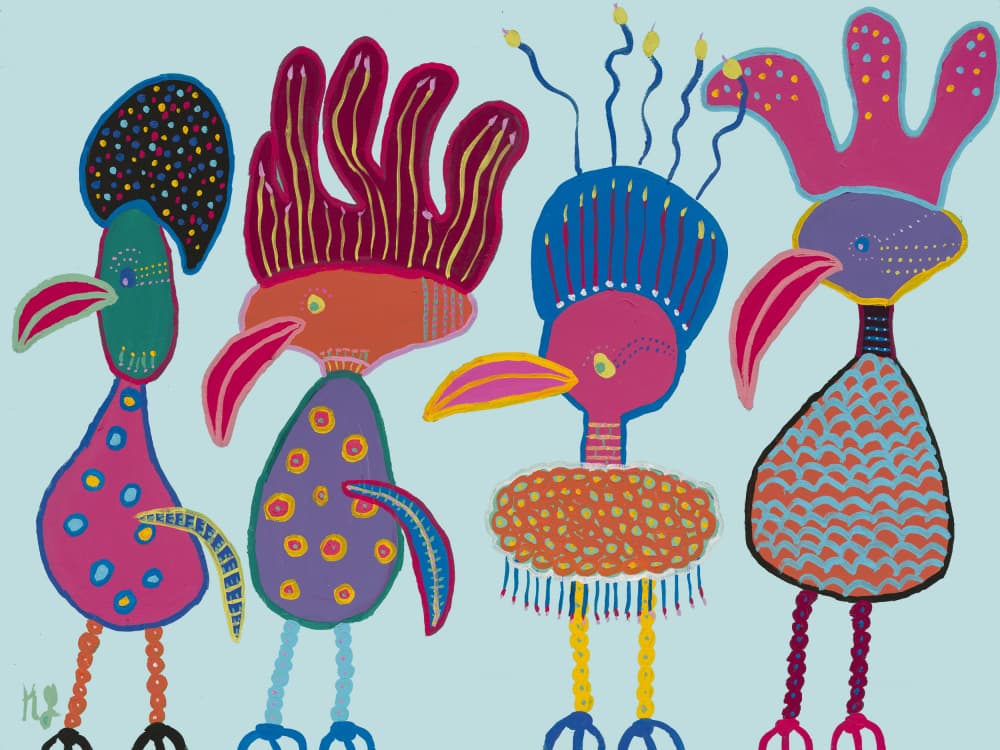 Whimsical Colorful Birds by Helen Joynson — canvas wall art