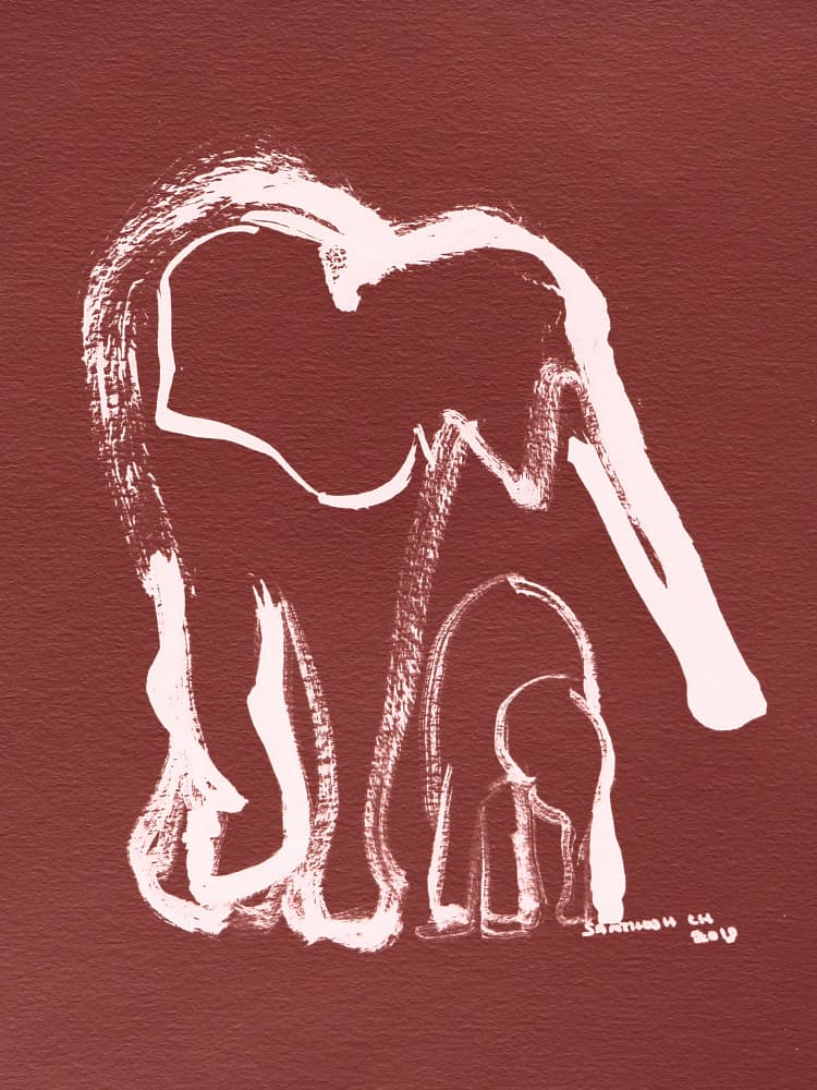 Elephant Mother And Child by Santhosh ch — canvas wall art
