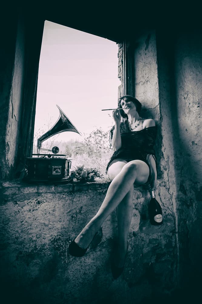 Vintage Lady Gramophone by Marco Redaelli — canvas wall art