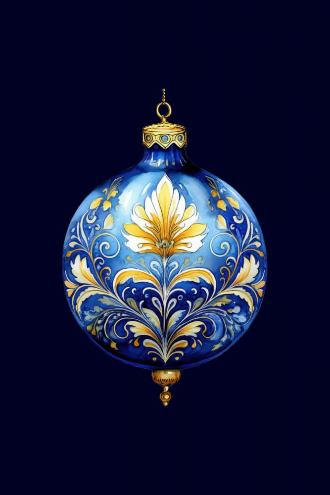 Elegant Blue Gold Ornament by casa cartissi — canvas wall art