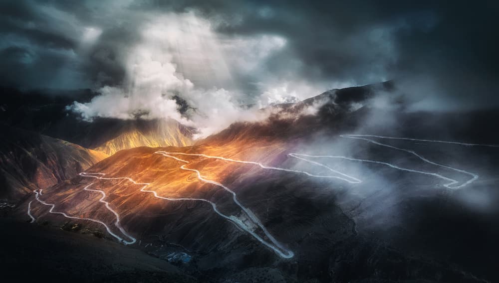Glowing Mountain Road by Selions(陈磊) — canvas wall art