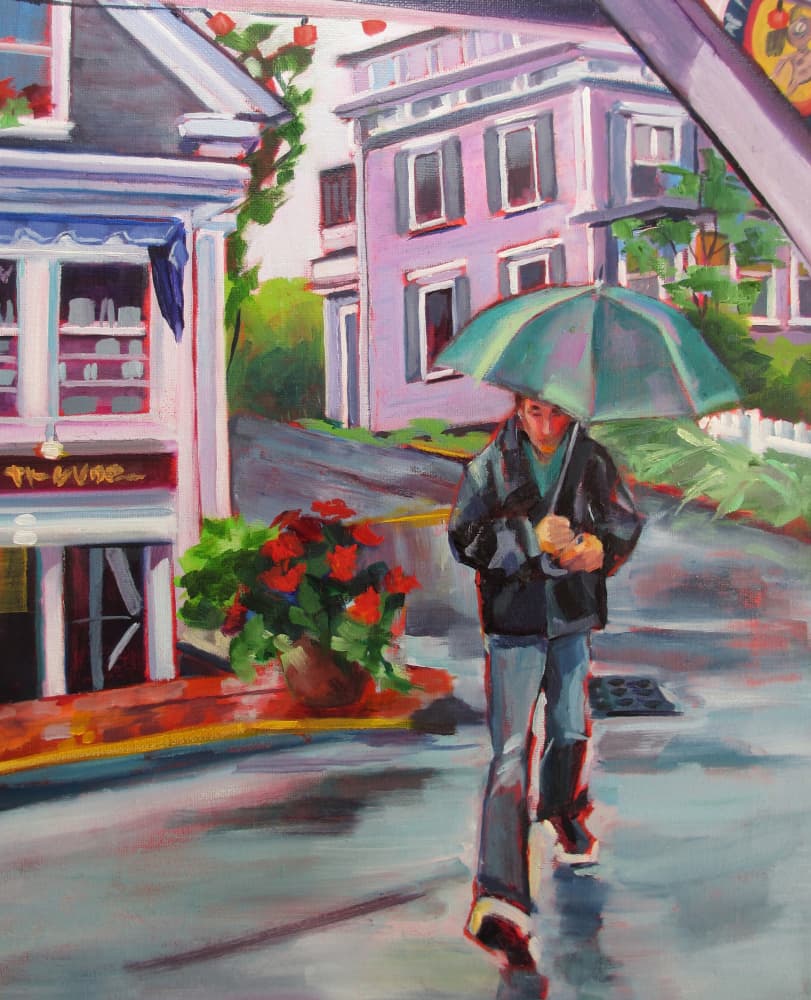 Rainy Day Stroll by Maxine Shore — canvas wall art