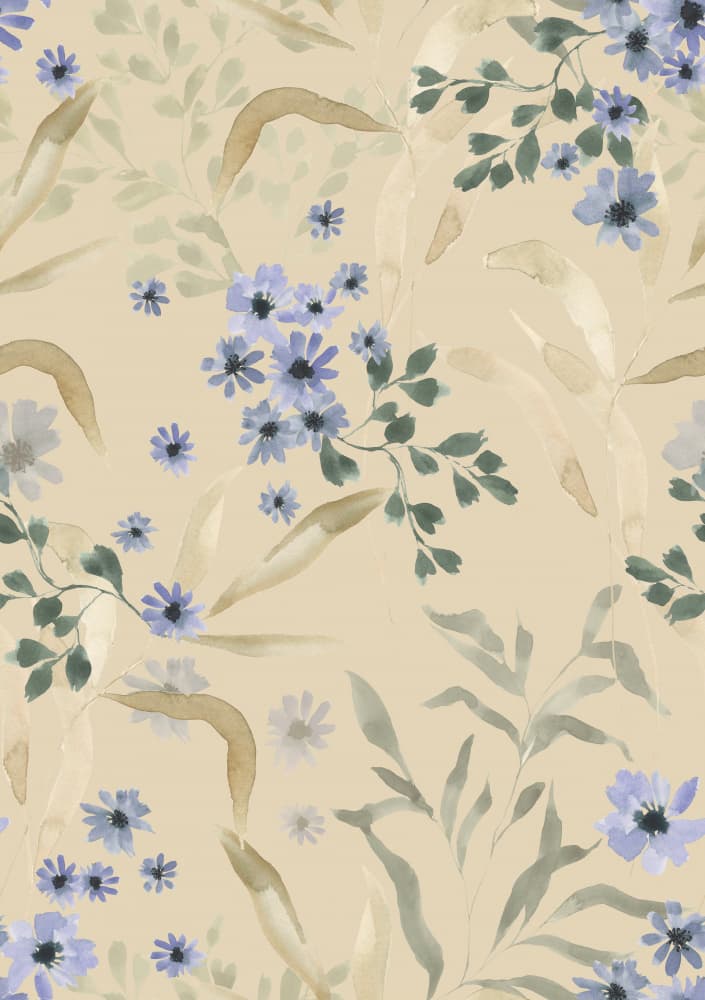 Gentle Blue Watercolor Flowers by Linda Sitniece — canvas wall art