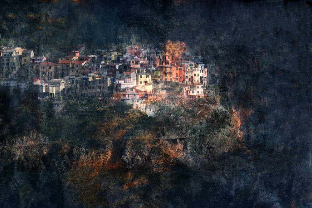 Colorful Cliffside Village by Hans-Wolfgang Hawerkamp — canvas wall art