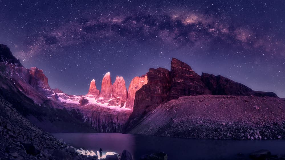 Glowing Peaks Starry Night by Ricardo Gayan — canvas wall art