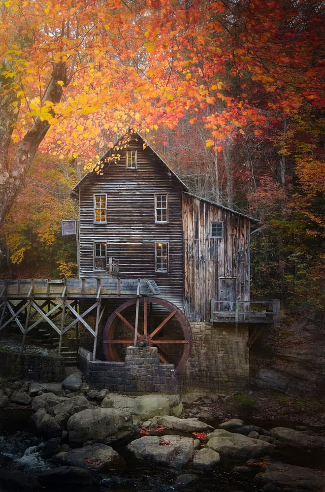 Historic Autumn Mill by Catherine Wang — canvas wall art