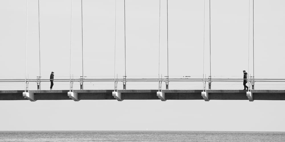 Two Bridge Walkers by Jian Wang — canvas wall art