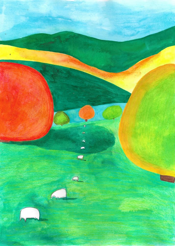 Whimsical Sheep Path by Zhigang Zhang — canvas wall art
