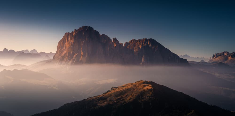 Misty Mountain Glow by Bing Li — canvas wall art