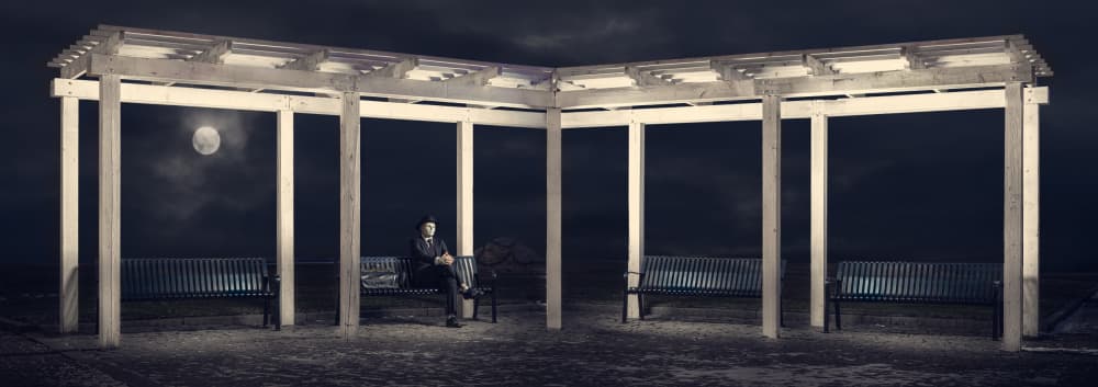 Pensive Man Moonlit Night by Petri Damstén — canvas wall art
