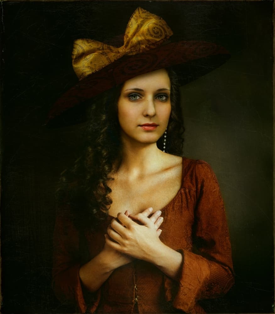 Lady in Red Hat by Svetlana Melik-Nubarova — canvas wall art