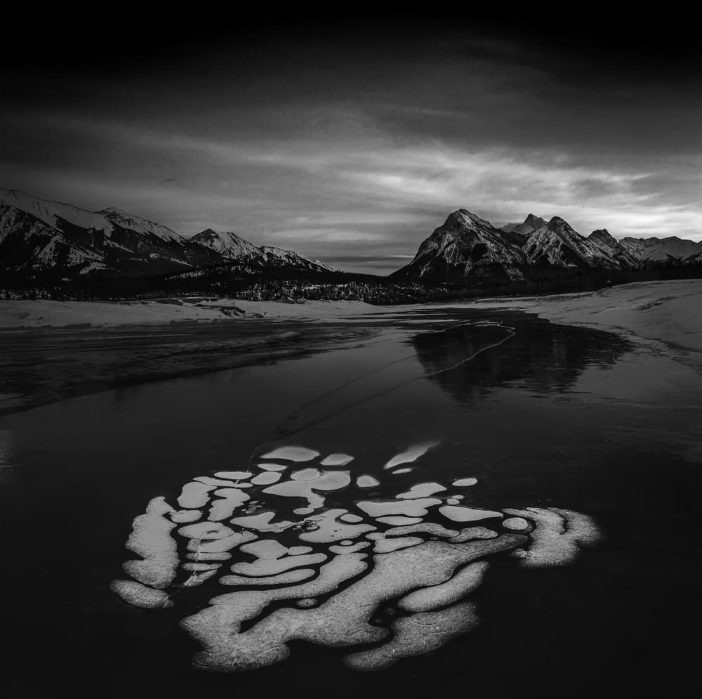 Frozen Mountain Reflections by Bing Li — canvas wall art