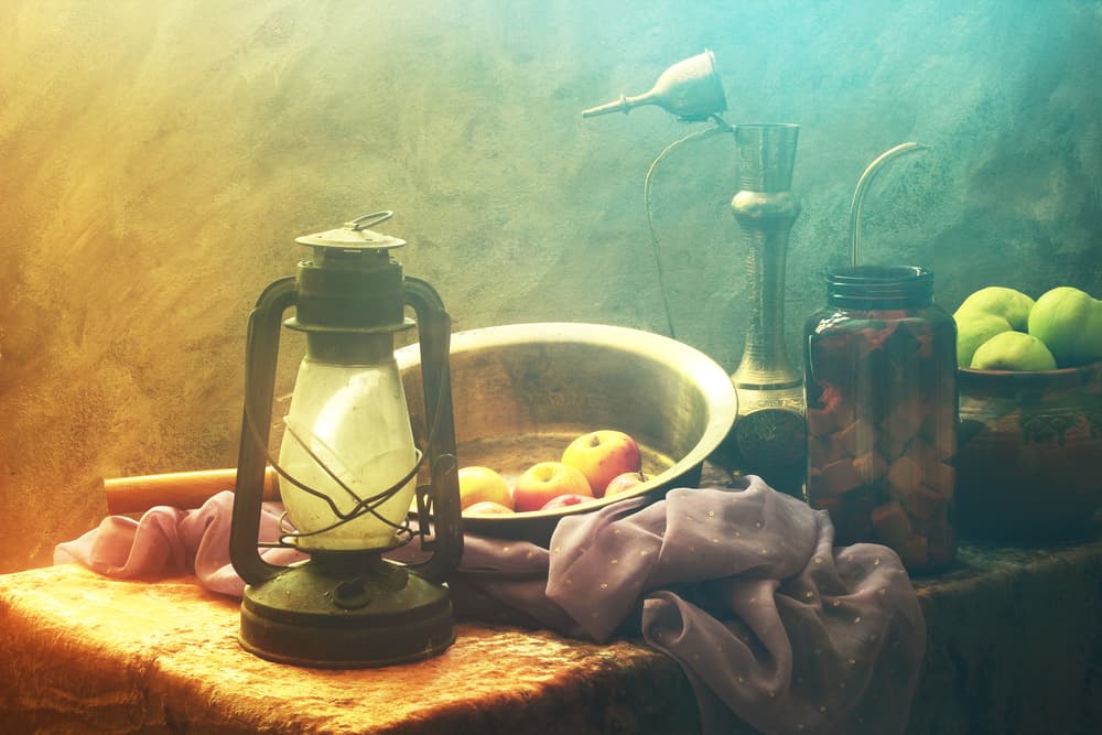 Rustic Lantern Still Life by UstinaGreen — canvas wall art